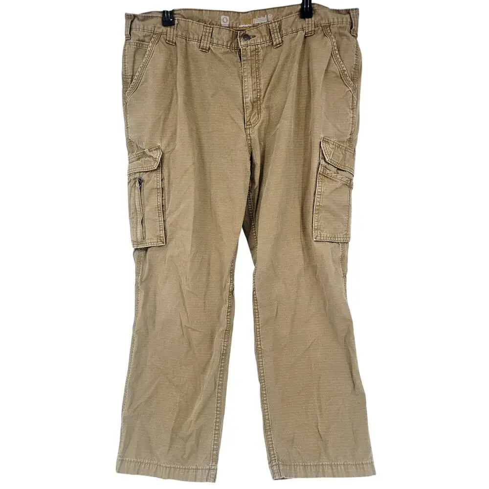CARHARTT Force Tappen Relaxed Fit Cargo utility Work Pant Yukon Tan 46 x32 3768 - Picture 2 of 11